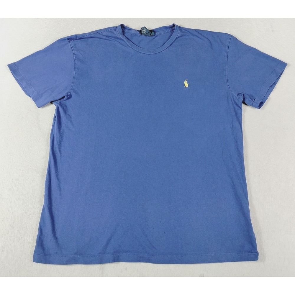 Vintage Polo Ralph Lauren Shirt Mens Medium Blue Pony Logo Tee Casual Cotton